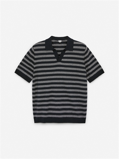 Хлопково-льняная рубашка-поло 0710956028