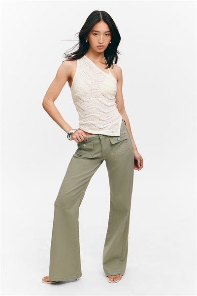 Брюки из саржи с заниженной талией и обрезанными штанинами 1266634003