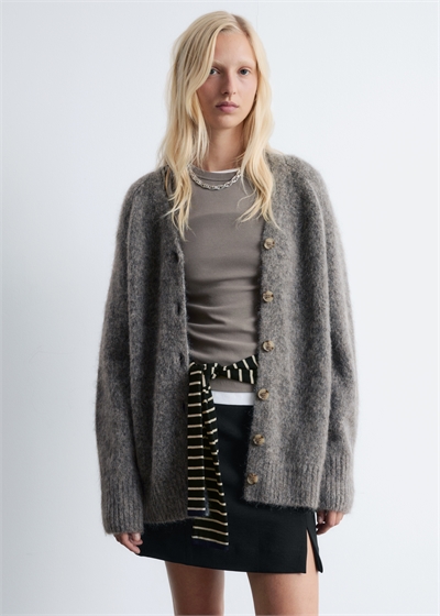 Длинный кардиган из смеси мохера и мериносовой шерсти 1293034002