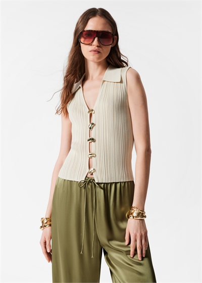 Танк-топ с воротником из трикотажа в рубчик 1276363002