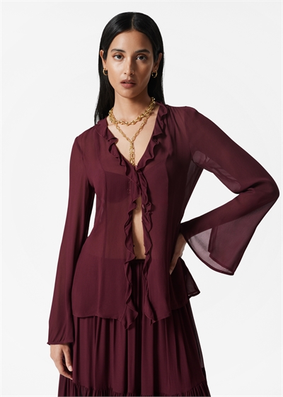 Блузка с V-образным вырезом и оборками 1283452003