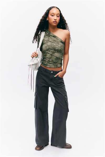 Свободные брюки-карго из саржи с низкой талией 1266552002