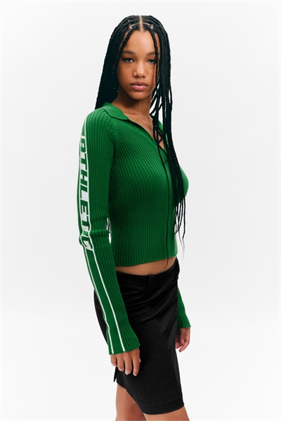 Топ с длинными рукавами из ребристого трикотажа с V-образным вырезом 1295365002