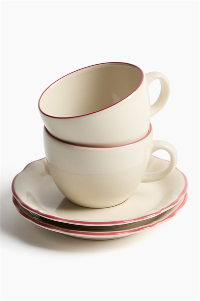 Набор из двух чашек и блюдец из керамики артикул 1297012003