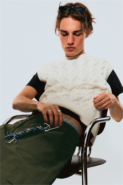 Хлопковый жилет с вязаным узором 1292165001