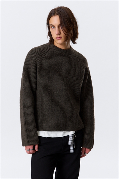 Вязаный двухцветный свитер из шерстяной смеси 1300758001