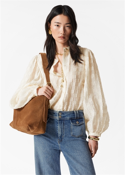 Текстурированная блузка с объемными рукавами 1261181001