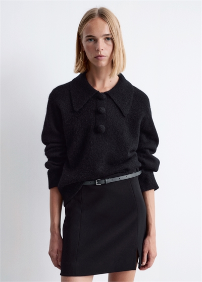 Джемпер с воротником из смеси альпаки и мериносовой шерсти 1289278001