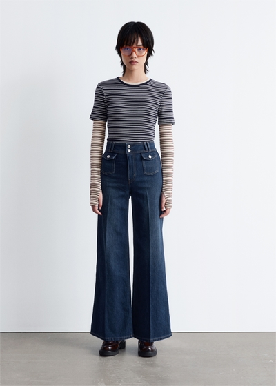 Расклешенные джинсы с прессованными складками 1265583002