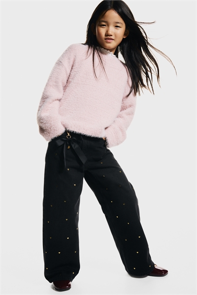 Джинсы с широкими штанинами с узором из мелких деталей 1301231008