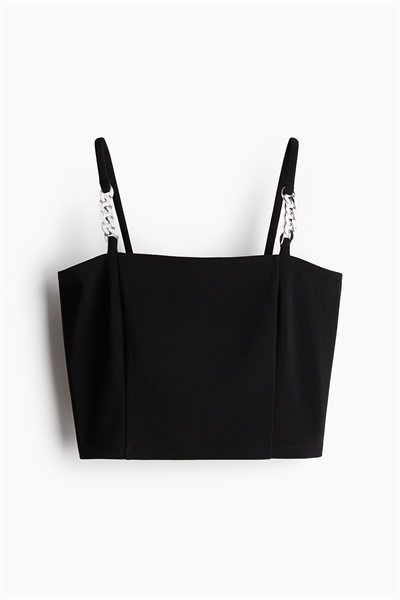 Обрезанный топ на бретельках с декоративными цепочками 1274462001