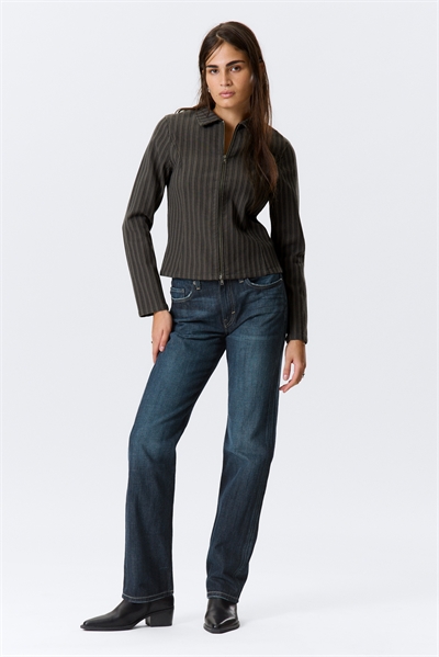 Приталенная вельветовая куртка на молнии 1285385003