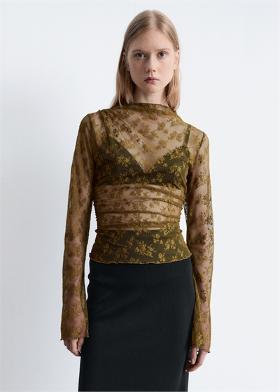 Кружевной топ с длинными рукавами 1293170001