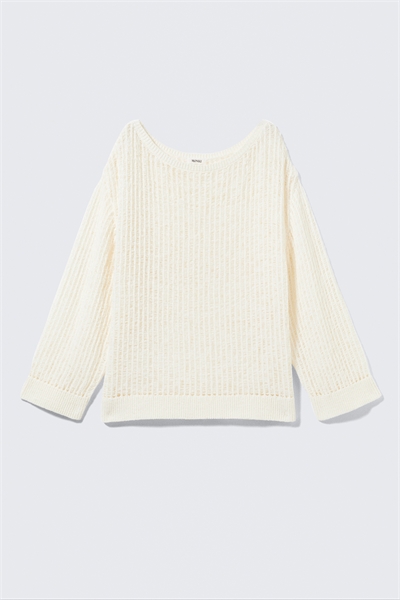 Свободный свитер открытой вязки с боковыми разрезами 1273039001