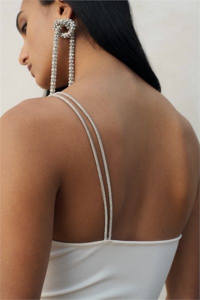Боди на одно плечо с бретелью со стразами 1300551002