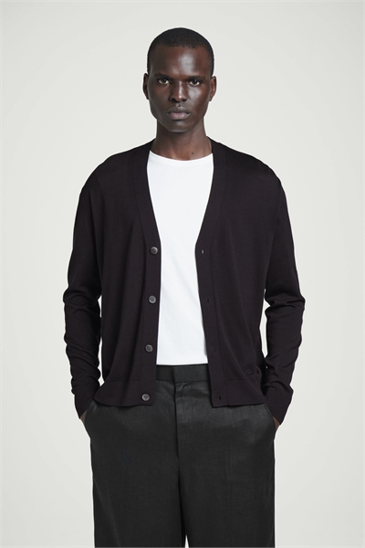 Кардиган с V-образным вырезом из трикотажного шелка 1281650001