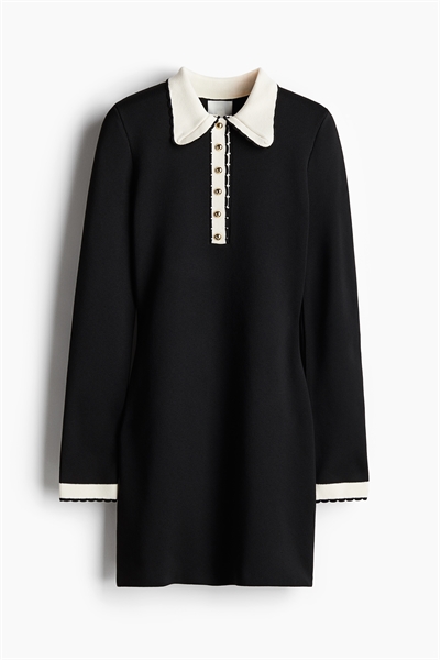 Трикотажное платье с воротником 1264583001