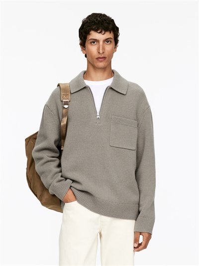 Рубашка-поло из трикотажной шерсти на молнии 1004114012