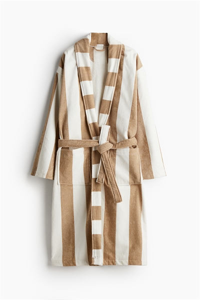 Полосатый хлопковый махровый халат 1210568014