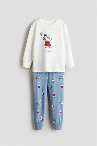 Пижама из хлопкового трикотажа с принтом 1232761056