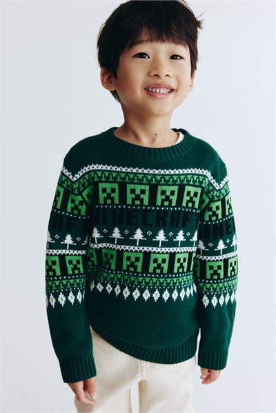 Джемпер из хлопка жаккардовой вязки 1248580004