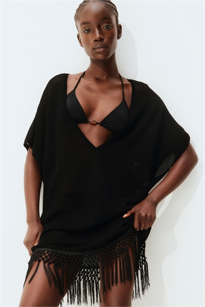 Пляжный кафтан из дырчатой вязки 1268998002