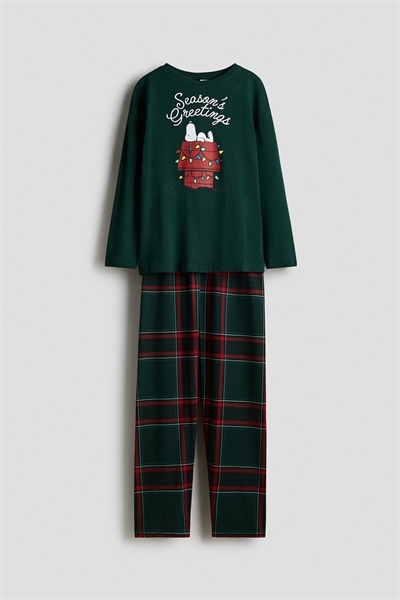 Хлопковая пижама с принтом и мотивами 1288478006