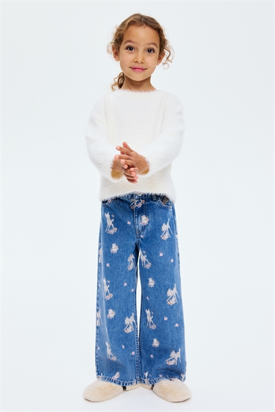 Джинсы с принтом и широкими штанинами 1296171006