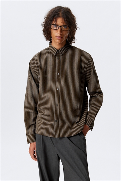 Расслабленная полосатая рубашка на пуговицах 1300675001