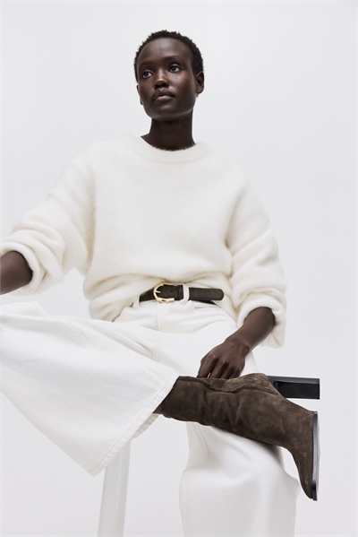 Замшевые сапоги-носки на каблуке 1304230002