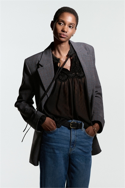 Блузка с кружевным декором 1305466001