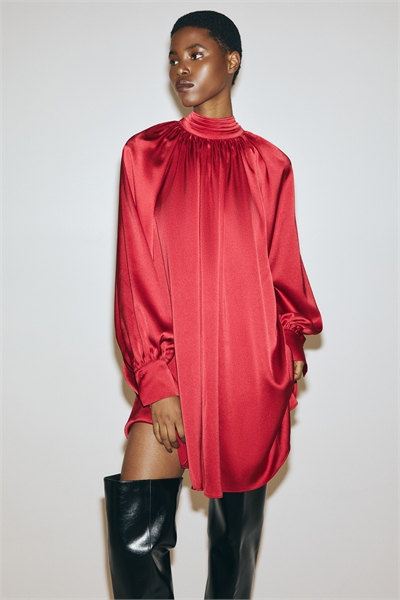 Платье из атласа с отделкой шарфом 1306622004