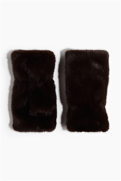 Пушистые перчатки без пальцев 1308187001