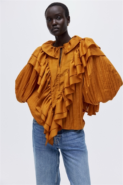 Плиссированная блузка с воланами 1309911002