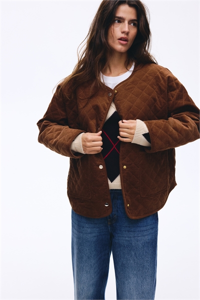 Стеганая вельветовая куртка оверсайз 1309978004