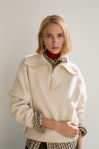 Джемпер на молнии с ребристой вязкой 1310592001