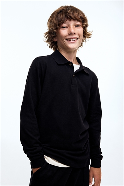 Хлопковая рубашка-поло с длинными рукавами 1312170001