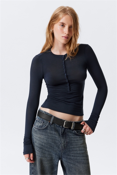 Облегающий топ с длинными рукавами Henley 1315337002