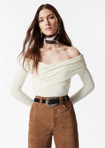 Топ с рюшами на плечах 1280827001