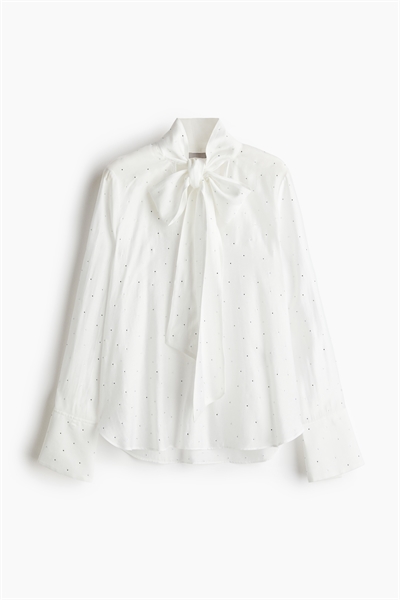 Блузка с завязками, украшенная стразами 1252084001