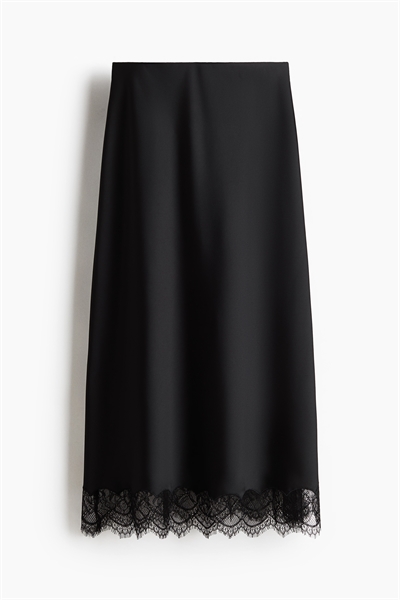 Юбка из атласа с кружевной отделкой 1300818003