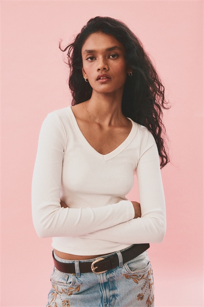 Хлопковый топ с V-образным вырезом 1300928002