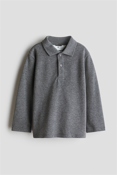 Хлопковая рубашка-поло с длинными рукавами 1302375005