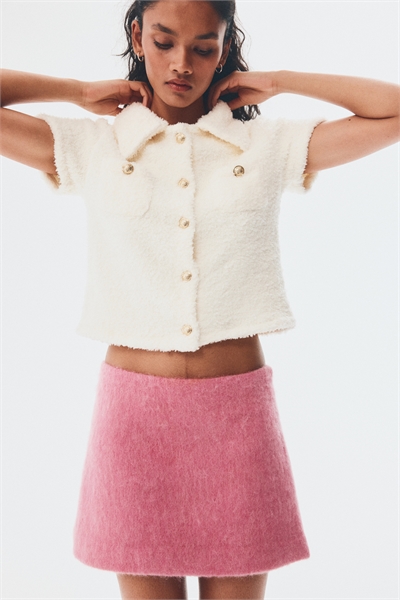 Плюшевый кардиган с короткими рукавами 1303402004