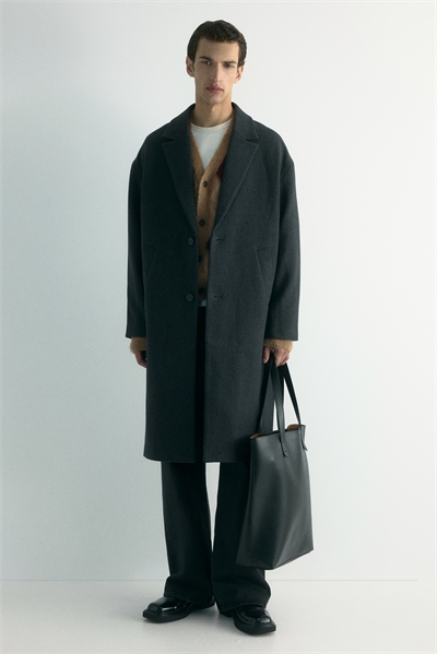 Однобортное пальто из шерстяного бленда 1305923001