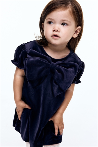 Велюровое платье с декором в виде банта 1309771003