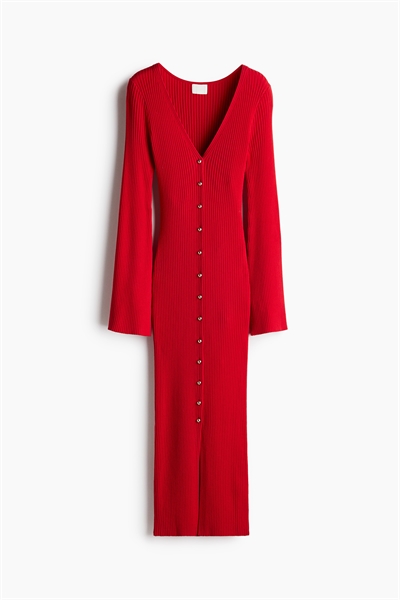 Платье на пуговицах с ребристой вязкой 1249214002