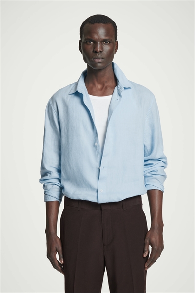 Льняная рубашка с длинными рукавами 1146543013