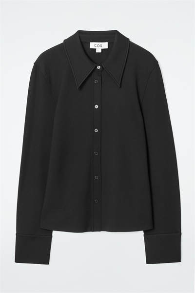 Тонкая рубашка из джерси с завышенным воротником 1217915003