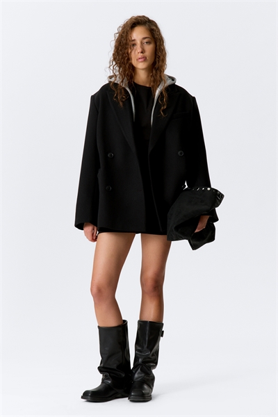 Двубортный пиджак оверсайз из смеси шерсти 1304420001